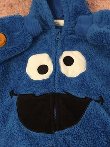 H&M Sesame Street Cookie Monster Baby Hoodie Jacket Sz 4-6 Months Blue Adorable