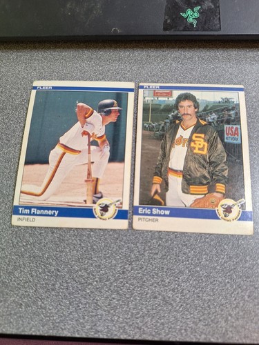 1984 Fleer - [Base] #312 Eric Show AND #299 Tim Flannery Padres Baseball z-52