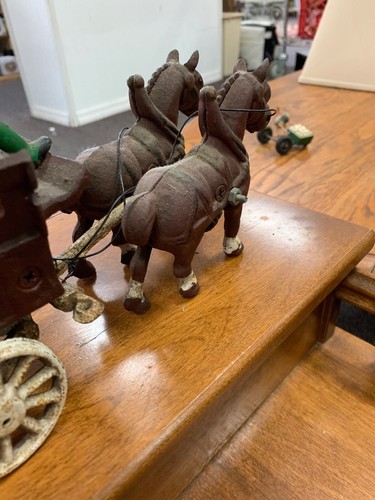 Vintage Antique Cast Iron Fruit Vegetable Wagon Horse Market Carriage Produce