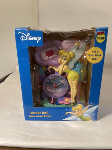VTG Disney's Peter Pan's Tinkerbell Bank Alarm Clock New in Box MZ Banger & Co