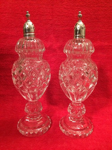 Antique Hawkes Glass & Sterling Salt & Pepper Shaker Set!