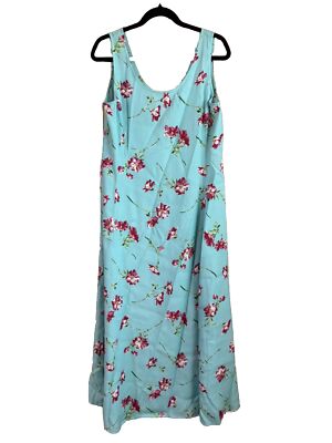 Compagnie Internationale Express Long Dress 5/6 Sleeveless Blue Pink Floral NWT
