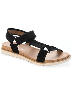 Женские босоножки с круглым носком Zoeyy и черной металлической фурнитурой SUN STONE 9.5