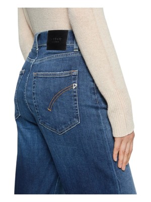 Pre-owned Dondup Woman Wide Leg Jeans Denim 18250 In Blue