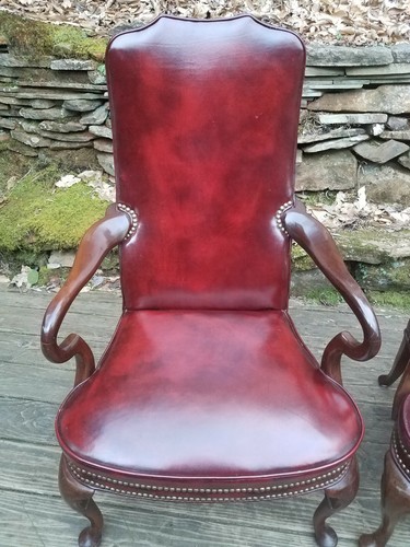 ~ RARE~ 2 Vintage Hancock & Moore Kensington Gooseneck Leather Chairs~ESTATE!!!!