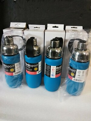 Lot 4 Thinksport 12 Ounce (350ml) Lt. Blue Insulated Stainless Steel Bottle