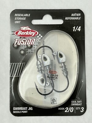 New Berkley Fusion19 Swimbait Jig Heads 1/4  Hook 2/0 White (pz9-421)