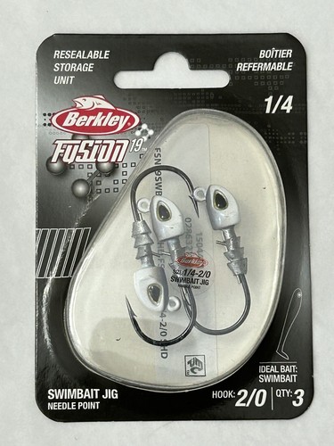 New Berkley Fusion19 Swimbait Jig Heads 1/4 Hook 2/0 White