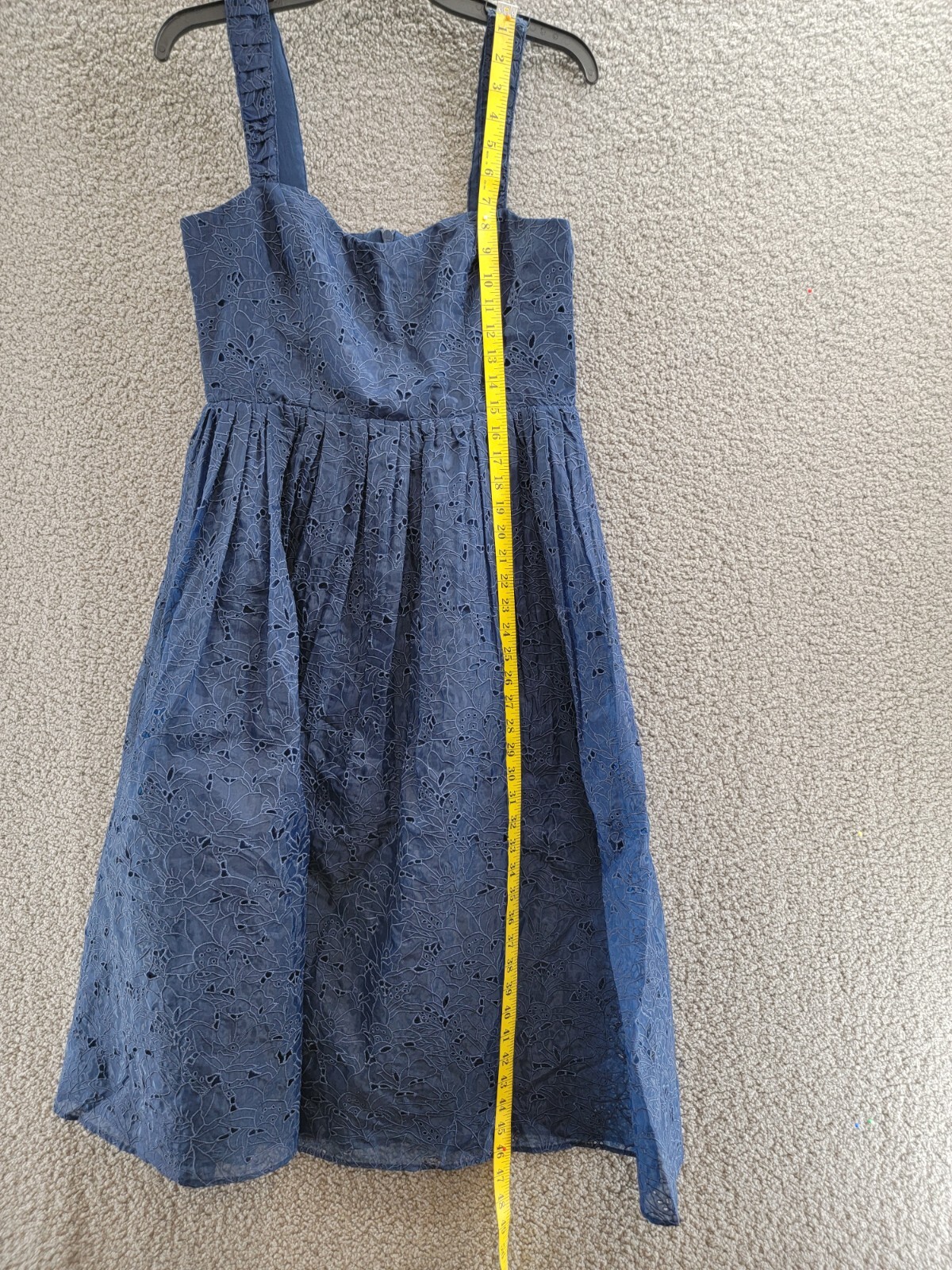 French Connection Embroidered Lace Sleeveless Dress Women's 8 Blue Back Zipped - Picture 7 of 18