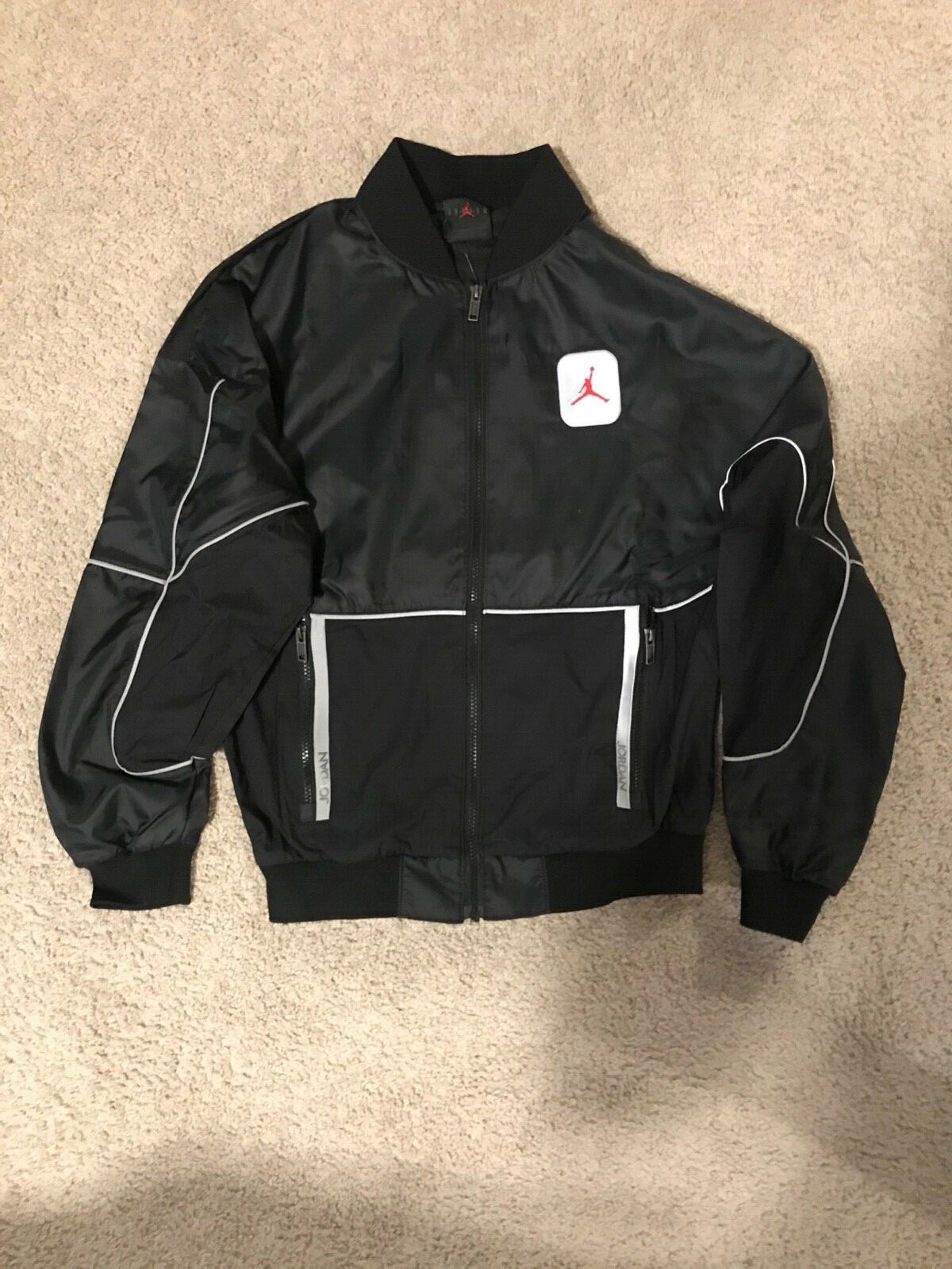 Nike Air Jordan Legacy AJ5 Jacket Black Red CU1666-010 Size Nike Air Jordan Legacy AJ5 Jacket Black Red CU1666-010 Size