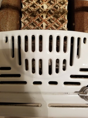 PEERLESS HEARTH FYRE Vtg Wall Mount Gas Bathroom Heater White Enamel Porcelain