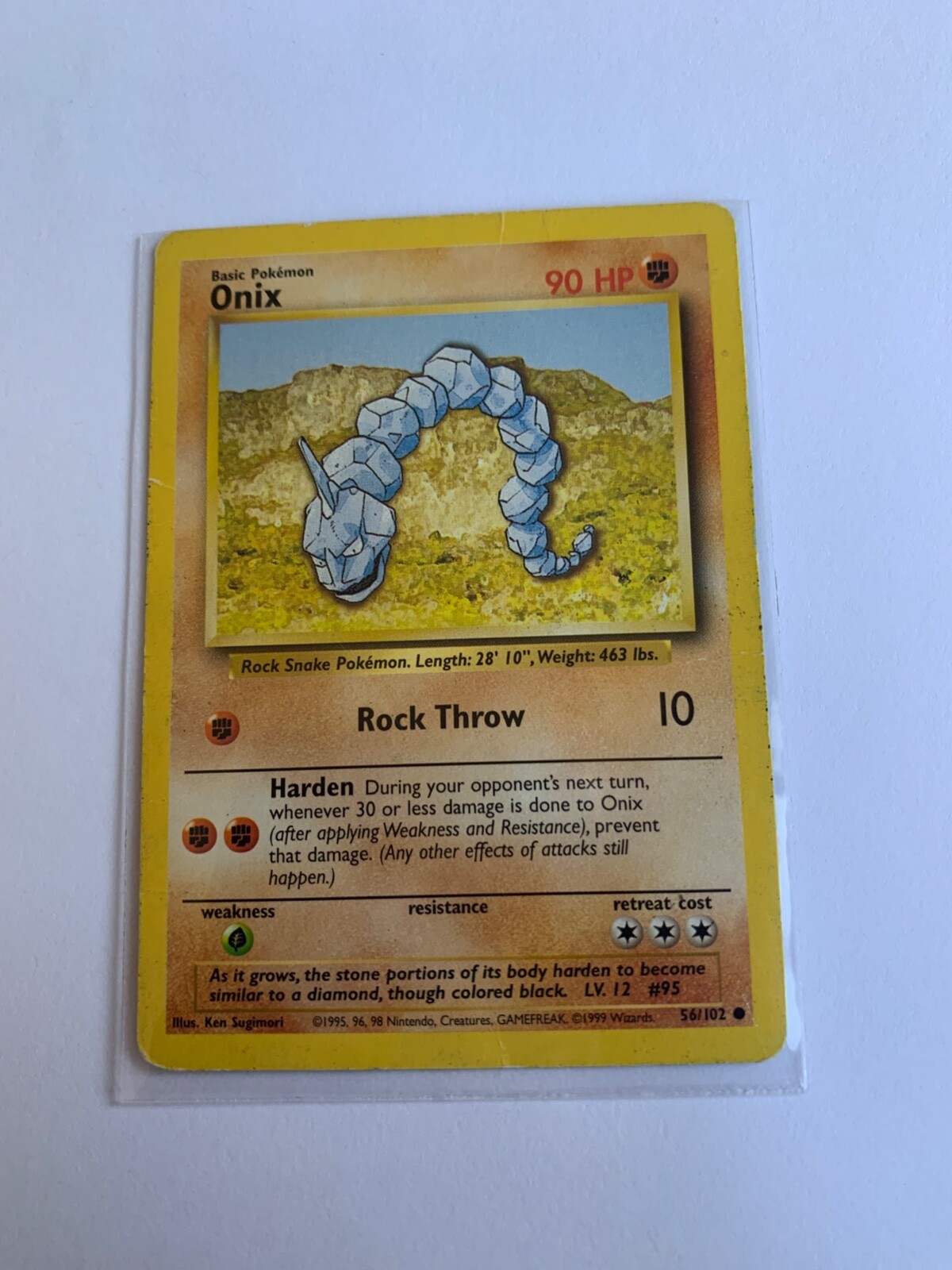 Onix Base 56/102 - 1995, 96, 98 Nintendo - Pokemon Card - LP