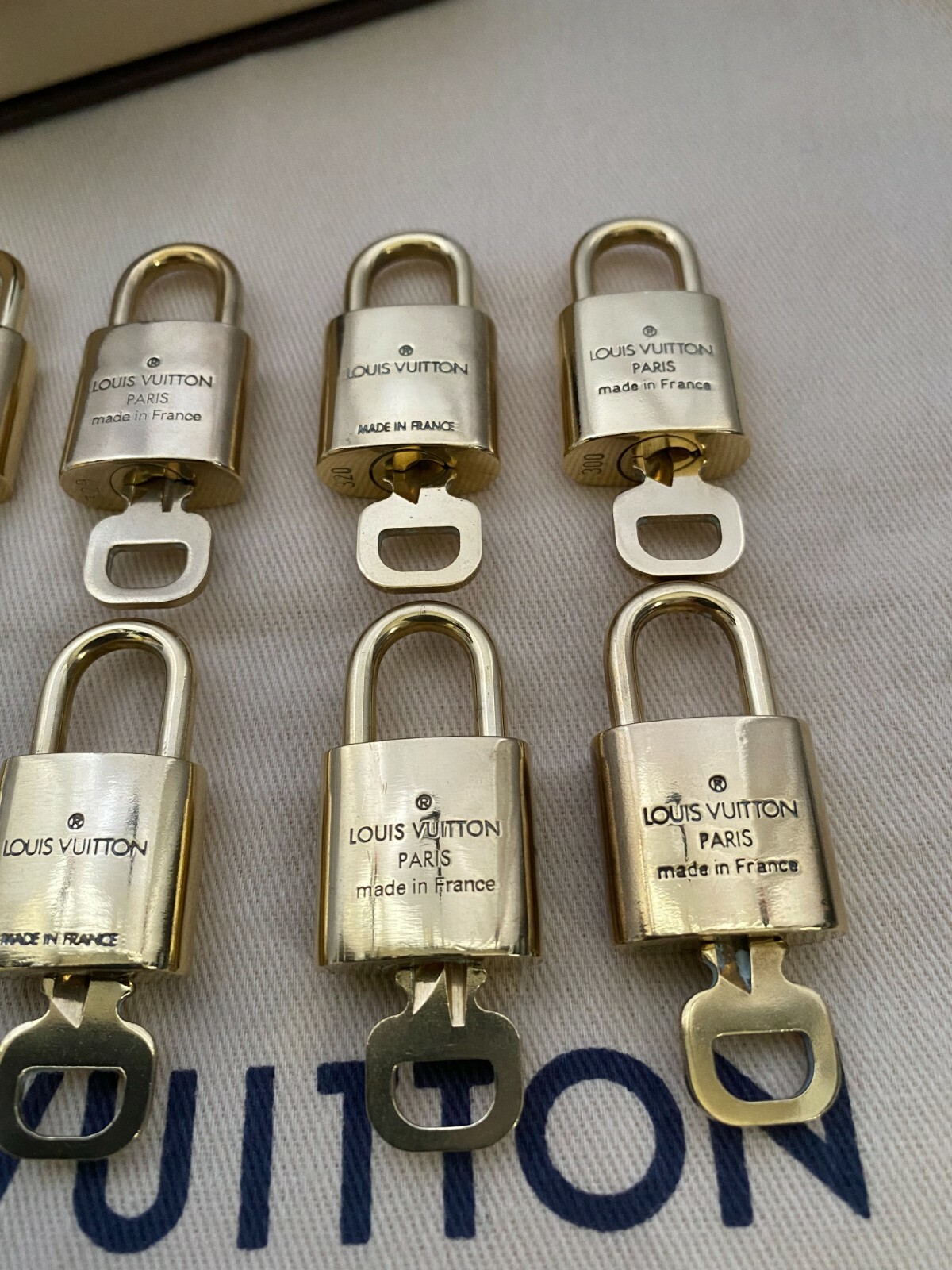 Louis Vuitton Padlock & Keys 10Set Brass Gold Accessories (Number random) No Box