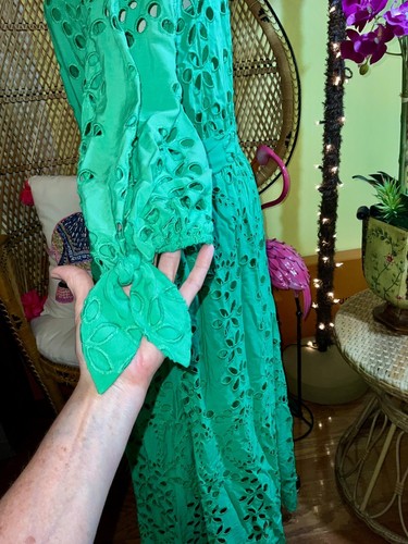 Pre-owned Lilly Pulitzer Amrita Eyelet Midi Dress Spearmint Soiree $348 Size 10,14 In Green