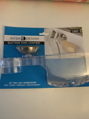 interDesign Plastic Suction Sink Center Caddy For Sponge And Brush