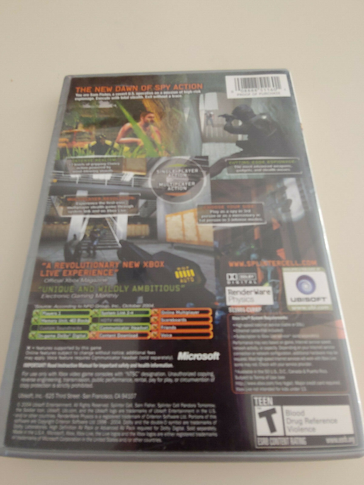 XBOX Game LOT 3pc SPLINTER CELL, TRILOGY- Ghost Recon, Rainbow Six 3 TOM CLANCY