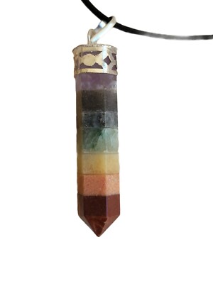 Charged Rainbow 7 Chakra Gemstone Bonded Point Pendant Healing Energy Necklace