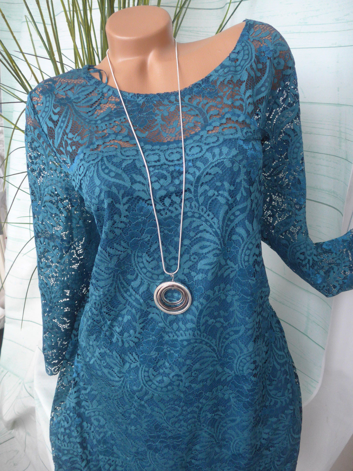 Sheego Anna Scholz Spitzenkleid Kleid Gr. 42 - 58 Petrol ...