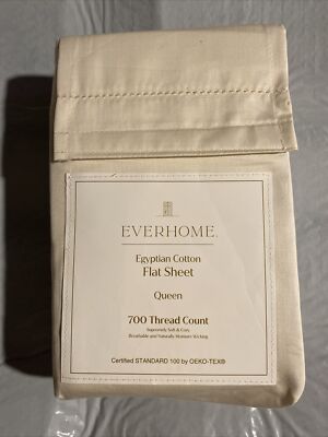 Everhome 700 TC Egyptian Cotton Queen Flat Sheet (Ivory)