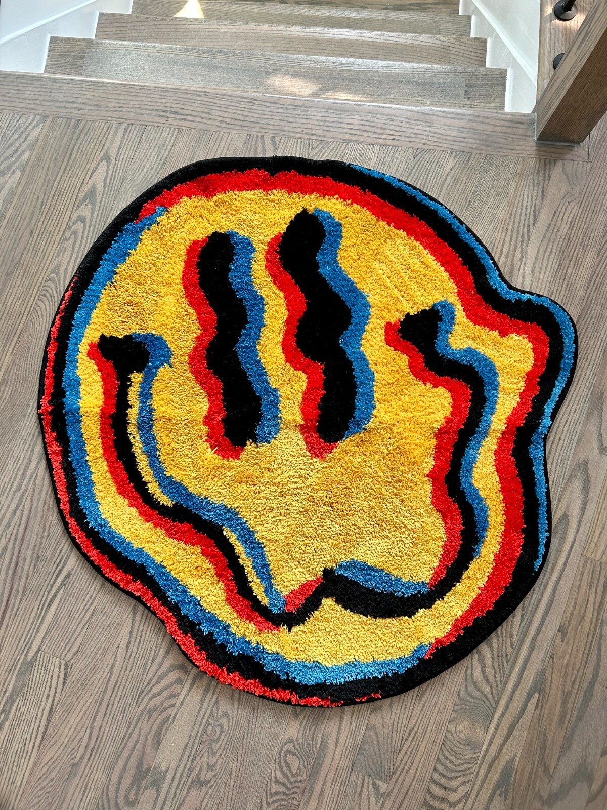 【新品未開封】MIYOSHI RUG MOOON SMILEY FACE RUG Murakami Smiley Flower Multicolored Hand Tufted 100% Wool