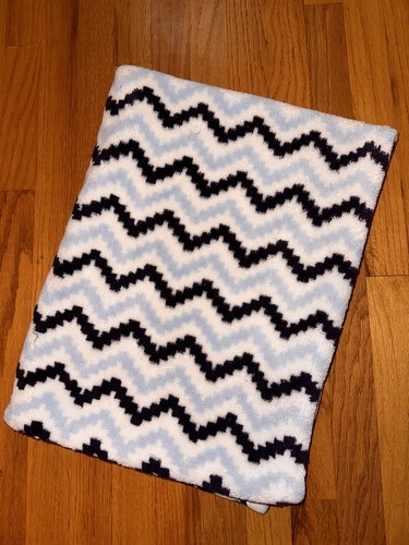 Blue White Chevron Zig Zag W Sherpa Plush Baby Boy