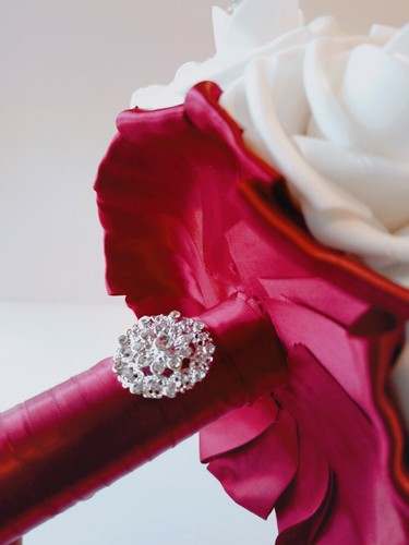 White And Burgundy Bridal Bouquet, bridesmaid bouquet, white wedding bouquet,