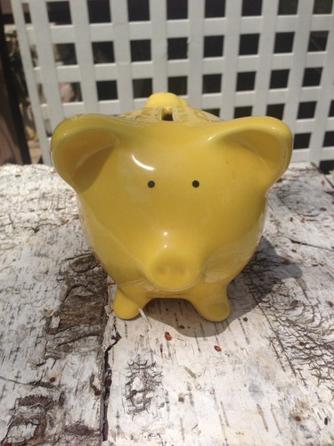 Ceramic Yellow Piggy Bank Pig 