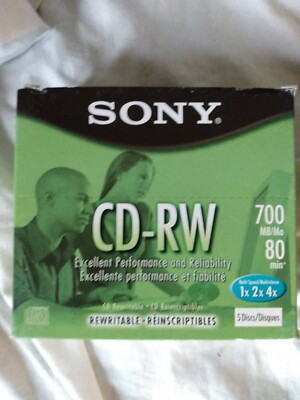 Sony CD-RW 5 pack 7MB/Mo 80min Disk Excellent Performance and Reliability