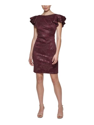

JESSICA HOWARD Женское бордовое короткое платье-футляр с развевающимися рукавами, Burgundy