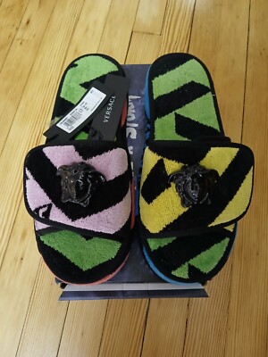 Versace, Greca-print terrycloth platform sandals,Size 11