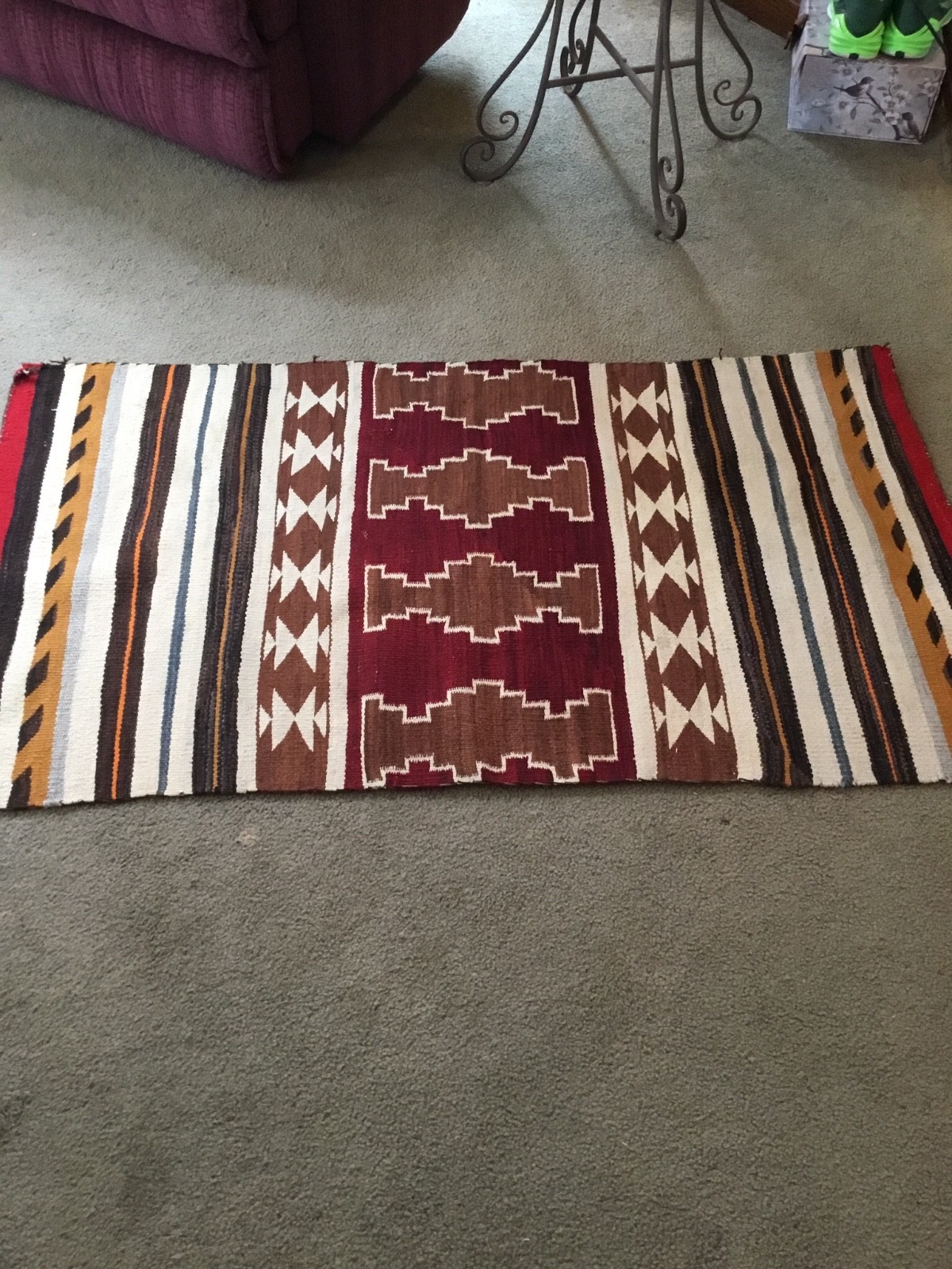 Brilliant vintage Native American Indian rug or blanket