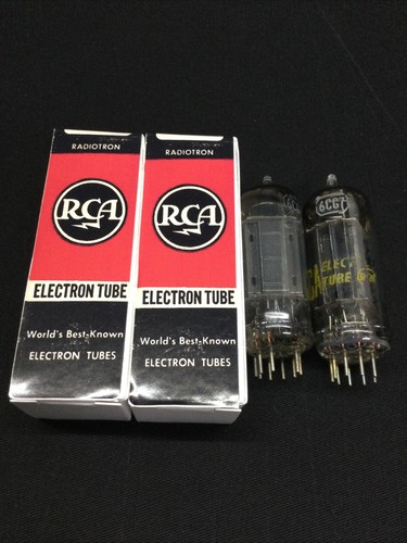 MATCHED PAIR RCA 6CG7 Black Plate D Getter Vintage Audio VACUUM TUBES 10.9385