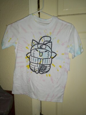 Naruto Graphic T-Shirt Boys Tee Shirt White Tiè Dye  Size S (6-7) Cat Scratch