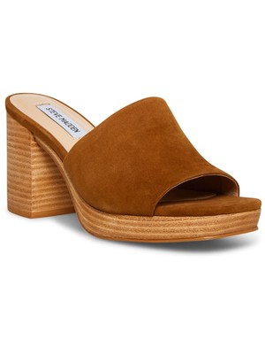 

STEVE MADDEN Женские коричневые кожаные сандалии Elda без шнуровки на платформе 1 дюйм, Коричневый, ELDA01S1