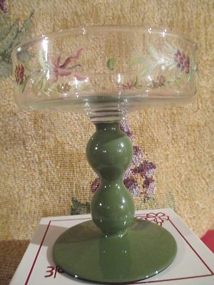 ROYAL ALBERT '' WINTER FESTIVAL''   GLASS PEDESTAL COLUMN  CANDLE  HOLDER