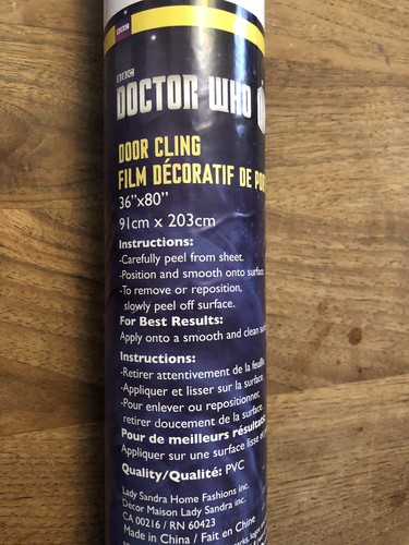 New Doctor Who Tardis Reposition-able PVC Door Cling Room Dorm Closet 36x80