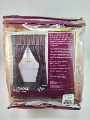 BILTMORE For Your Home 2 Drapery Panels Pauline Red/Brown 48'' X 84'' NIP$134 Belk
