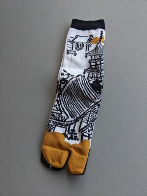 Tabi Split Toe Cotton Crew Socks - Flip Flops - Japanese   FREE UK P&P for 5