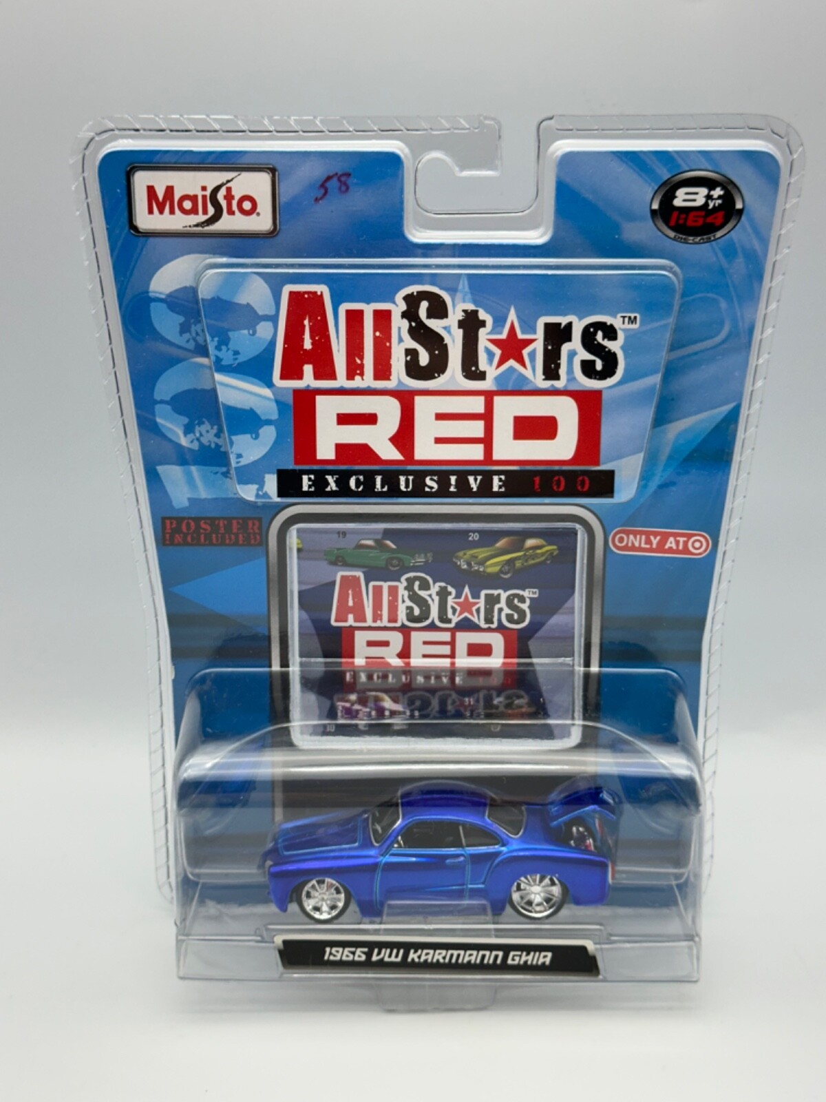 1966 Volkswagen Karmann-Ghia ダイキャスト Maisto All Stars Red 1966 Volkswagen VW Karmann Ghia, Blue