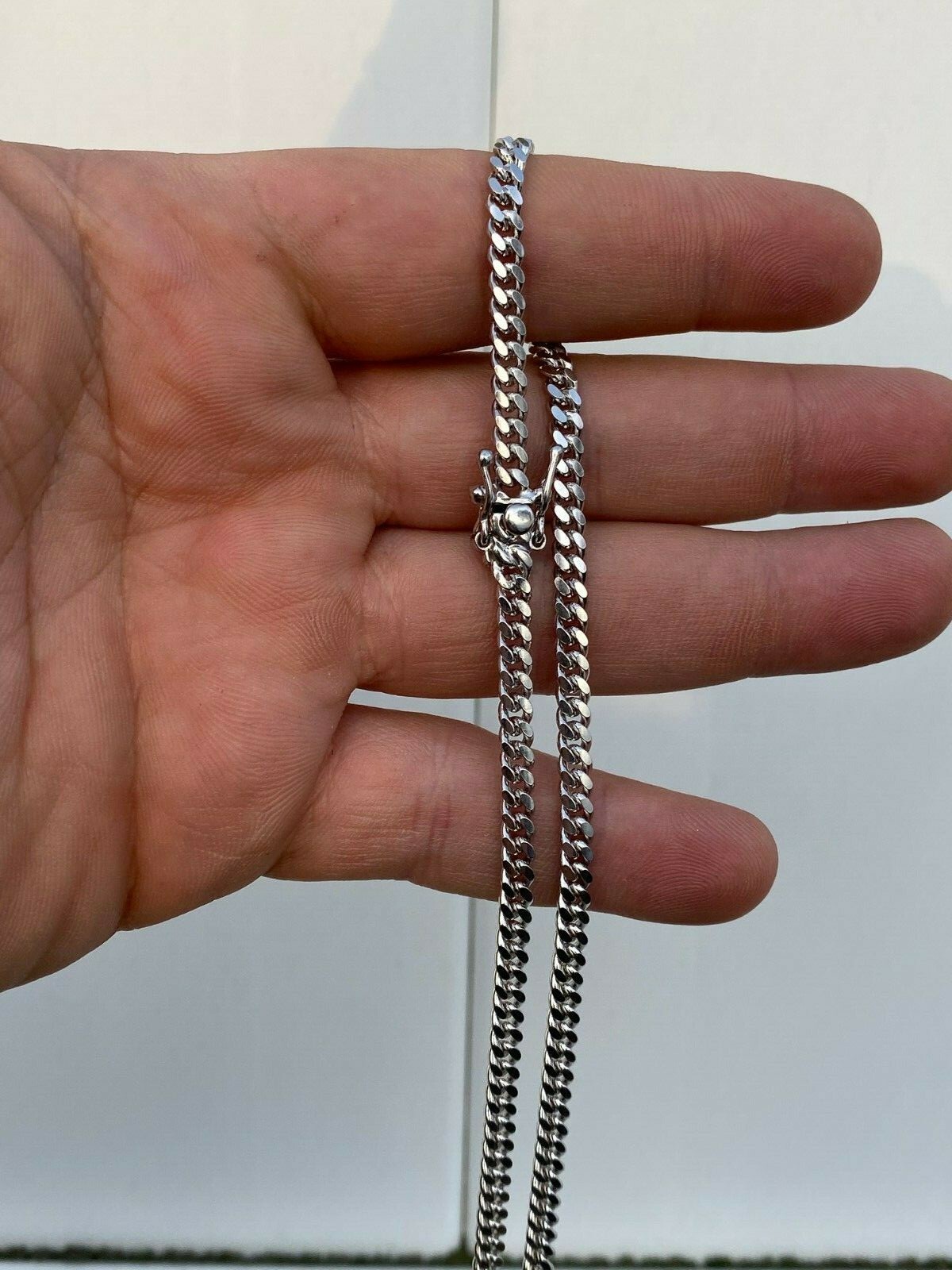 Men's Miami Cuban Chain Solid 925 Sterling Silver 4mm 18-30" Box Lock Necklace