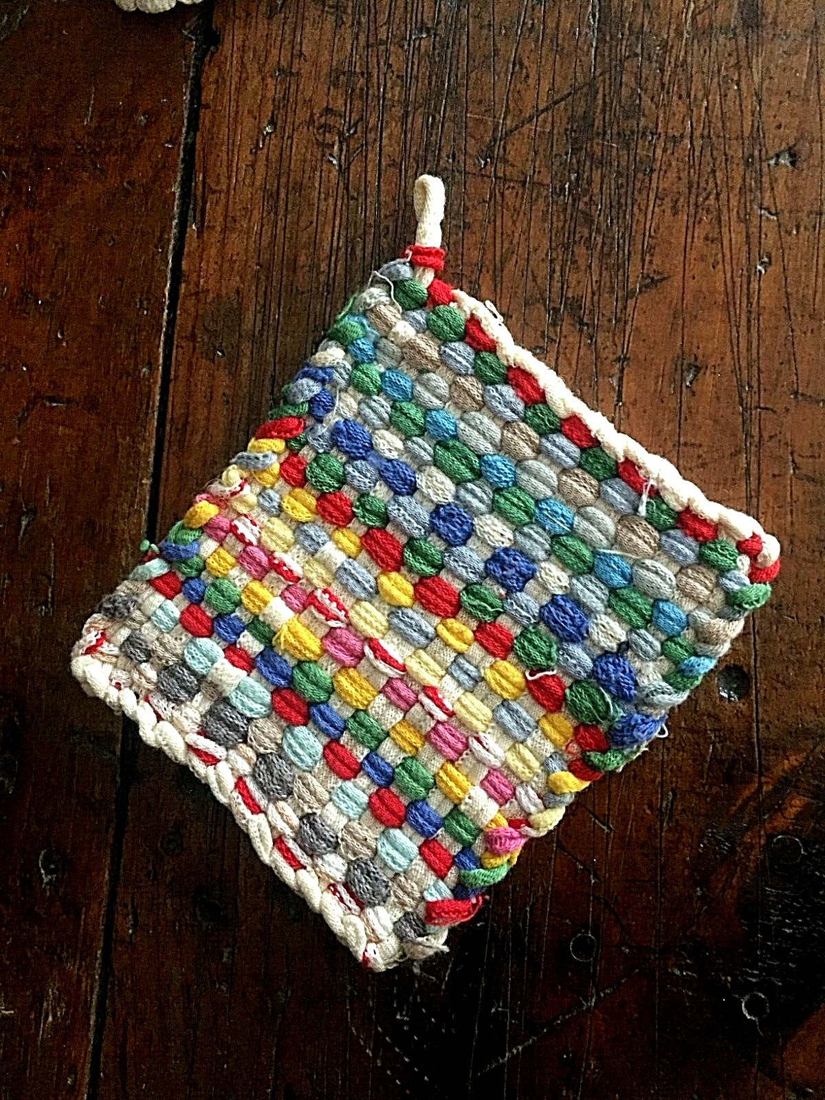 Lot Of 3 Handmade Pot Holders, Woven and Crocheted