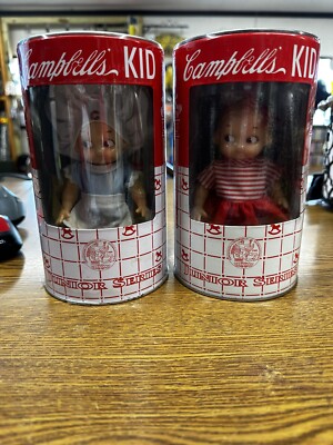 Vintage 1998 HORSMAN Dolls CAMPBELL'S KID Junior Series Soup Can Bank Girl Dolls