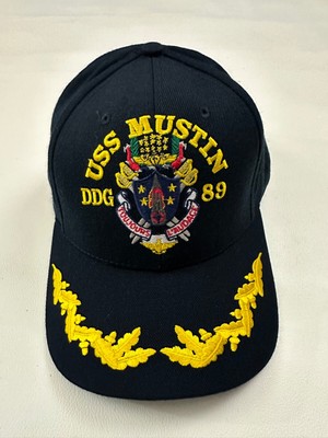 New The Corps USS Mustin DDG 89 Logo Blue Baseball Cap Hat One Size