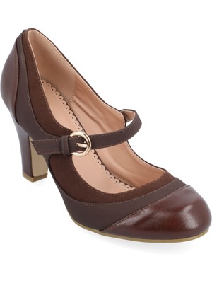 

JOURNEE COLLECTION Женские коричневые туфли-лодочки на скульптурном каблуке с носком Mary Jane Siri, 9 м, Коричневый, SIRI-PUMP