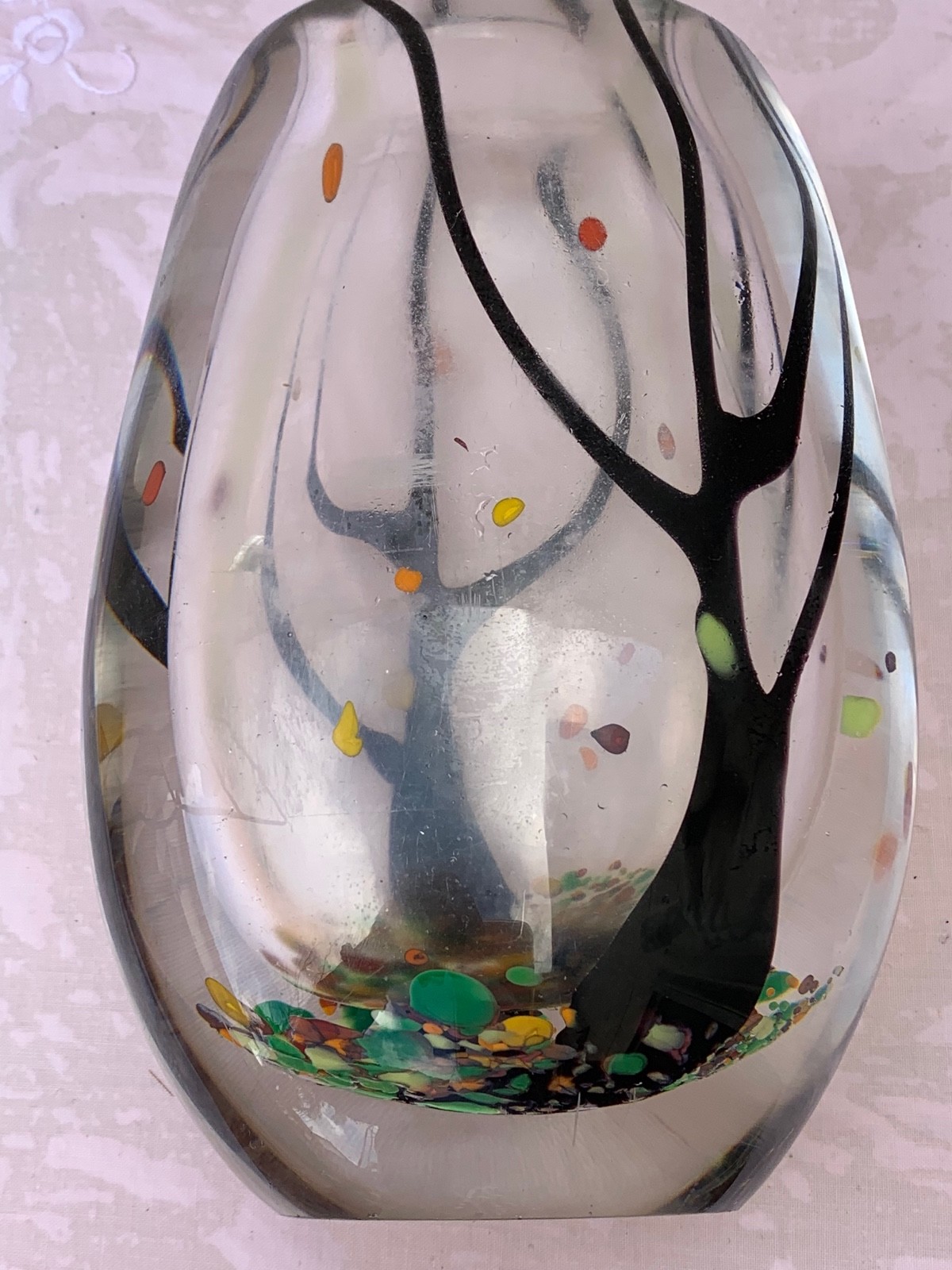 KOSTA BODA VICKE LINDSTRAND LU 1950’s UNIQUE AUTUMN TREE LEAVES GLASS VASE