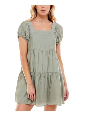 БЕЗМОЛВНОЕ женское мини-платье-сорочка с рукавом-пуфом и квадратным вырезом горловины