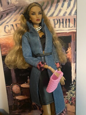 New Jean Jacket With Black Top, Black Leather Skirt, Accessories, Free Gift 