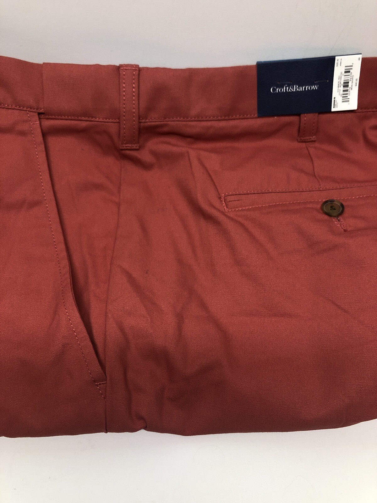 NWT Croft & Barrow Mens Pleated Chino Salmon Red Shorts 42 8