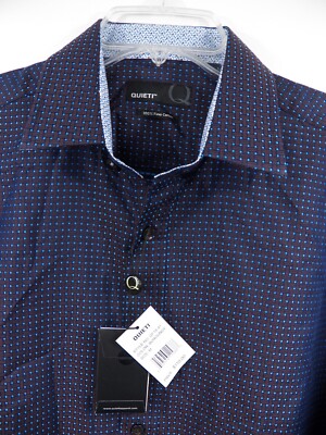 QUIETI NWT MENS MEDIUM CASUAL SPORT SHIRT PURPLE BLUE CHECK COTTON LUXURY SHEEN