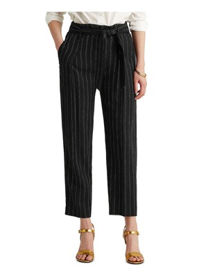 

Женские черные укороченные брюки RALPH LAUREN с поясом и поясом на молнии для работы, Черный, 200837858001